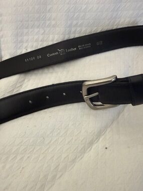 Men’s Black Leather Belt Size 46 Big & Tall Made in Canada